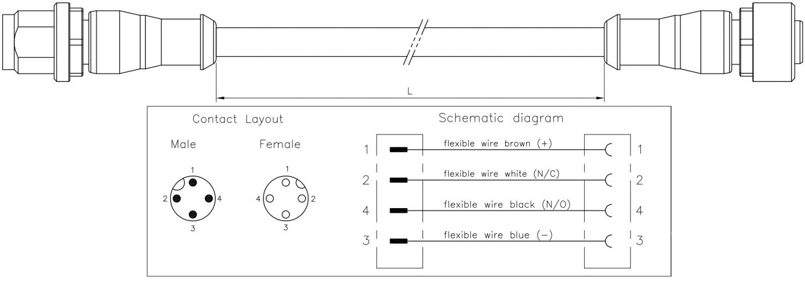 כבל לסנסורים TE CONNECTIVITY 2273113-4